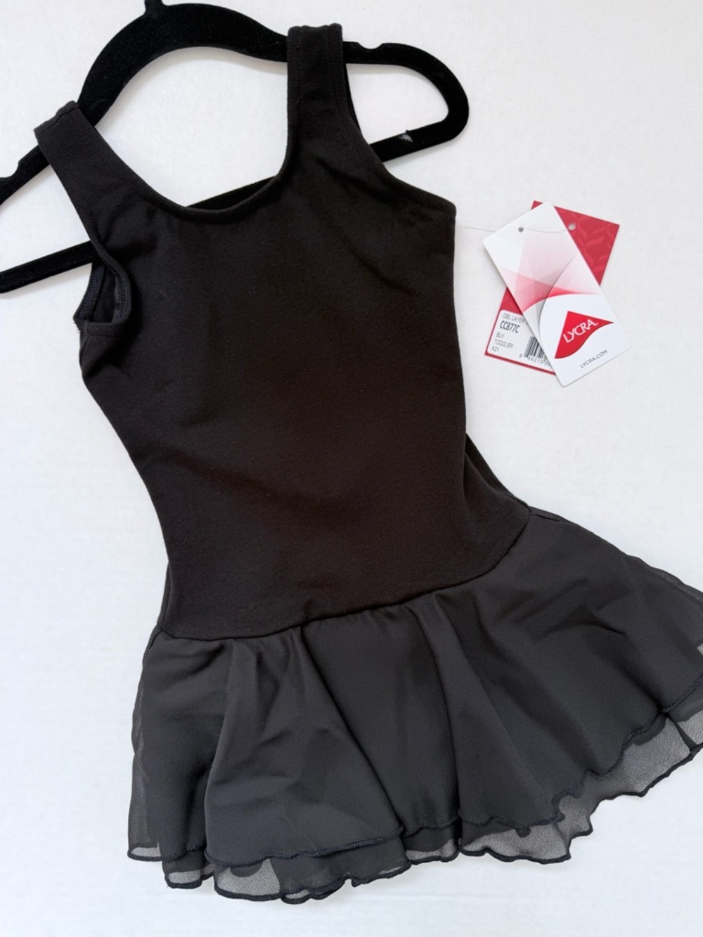 Black Toddler Tank Leotard with attached Skirt -